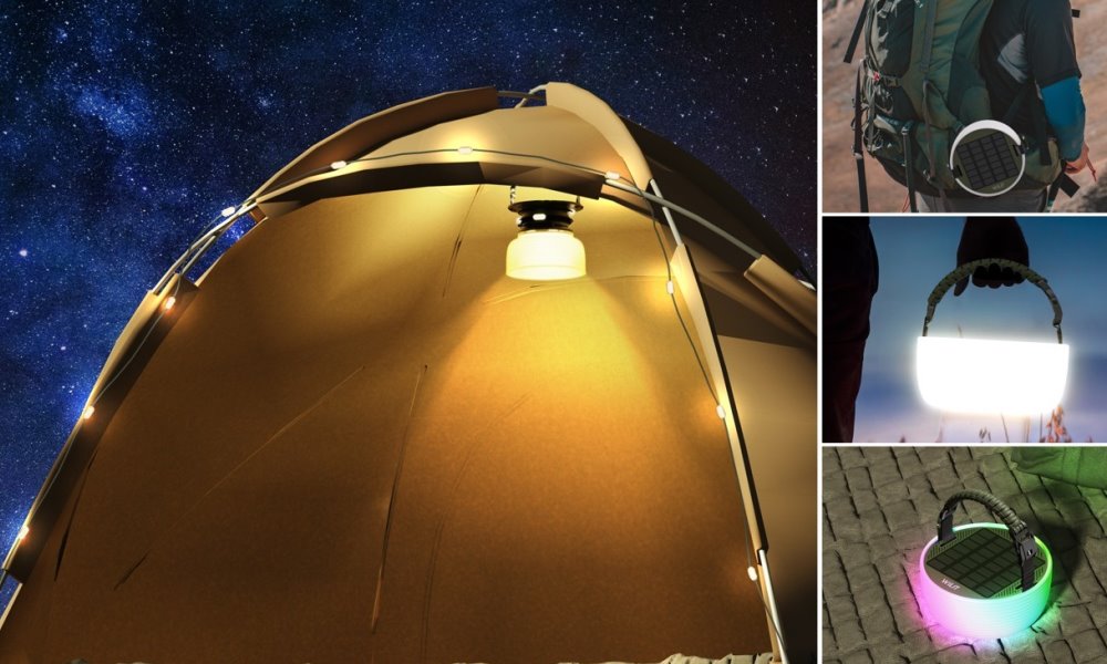 IMMAX solární kempingová lampička s integrovaným RGB LED světelným řetězem/ 10W/ IP65/ USB-C