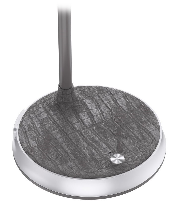 IMMAX LED stolní lampička FINCH/ Qi nabíjení/ 9W/ 12V/2A/ stmívatelná/ šedá + stříbrné prvky