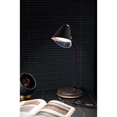 IMMAX LED stolní lampička FINCH/ Qi nabíjení/ 9W/ 12V/2A/ stmívatelná/ hnědá + zlaté prvky