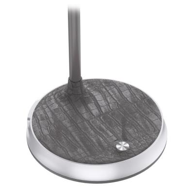 IMMAX LED stolní lampička FINCH/ Qi nabíjení/ 9W/ 12V/2A/ stmívatelná/ šedá + stříbrné prvky