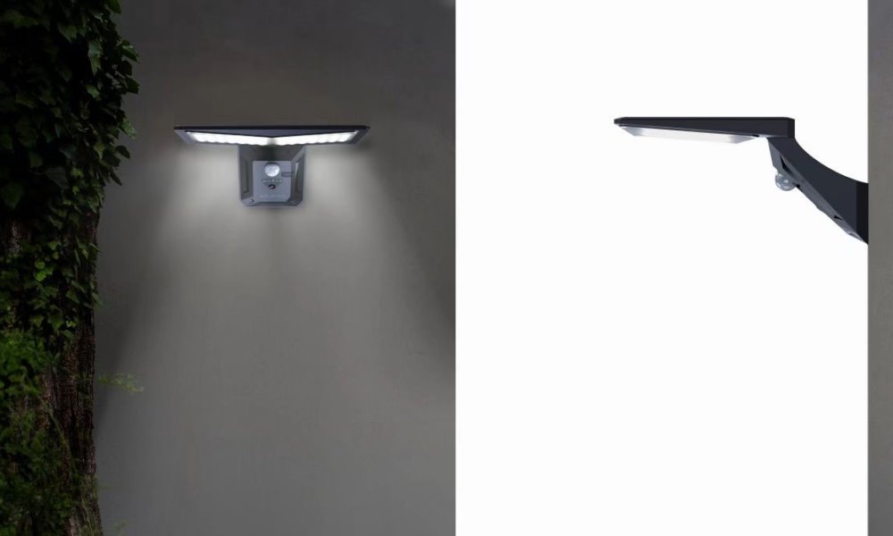 IMMAX WING venkovní solární nástěnné LED osvětlení s PIR čidlem, černé, 4W