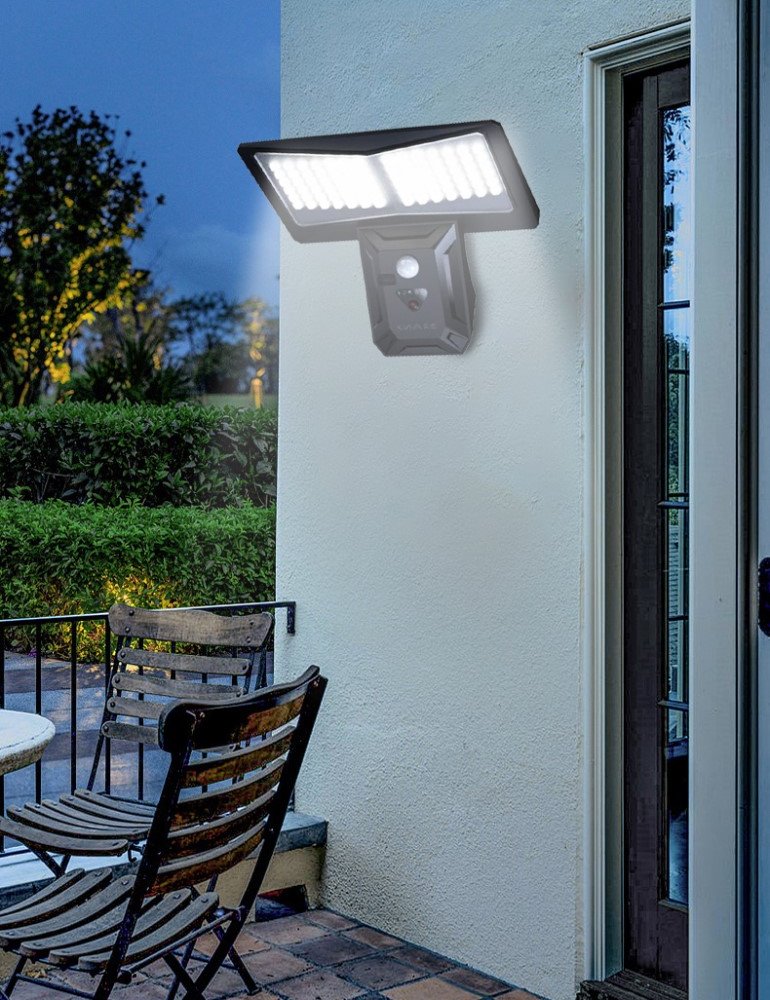 IMMAX WING venkovní solární nástěnné LED osvětlení s PIR čidlem, černé, 4W