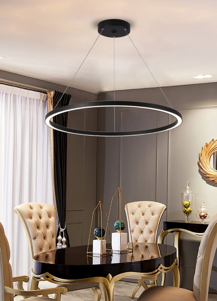 IMMAX NEO FINO SMART závěsné svítidlo 1 kruh, 80cm, 60W, černé, Zigbee 3.0, TUYA