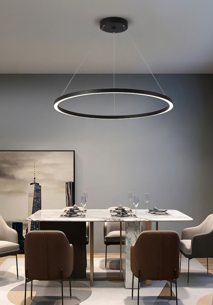 IMMAX NEO FINO SMART závěsné svítidlo 1 kruh, 80cm, 60W, černé, Zigbee 3.0, TUYA