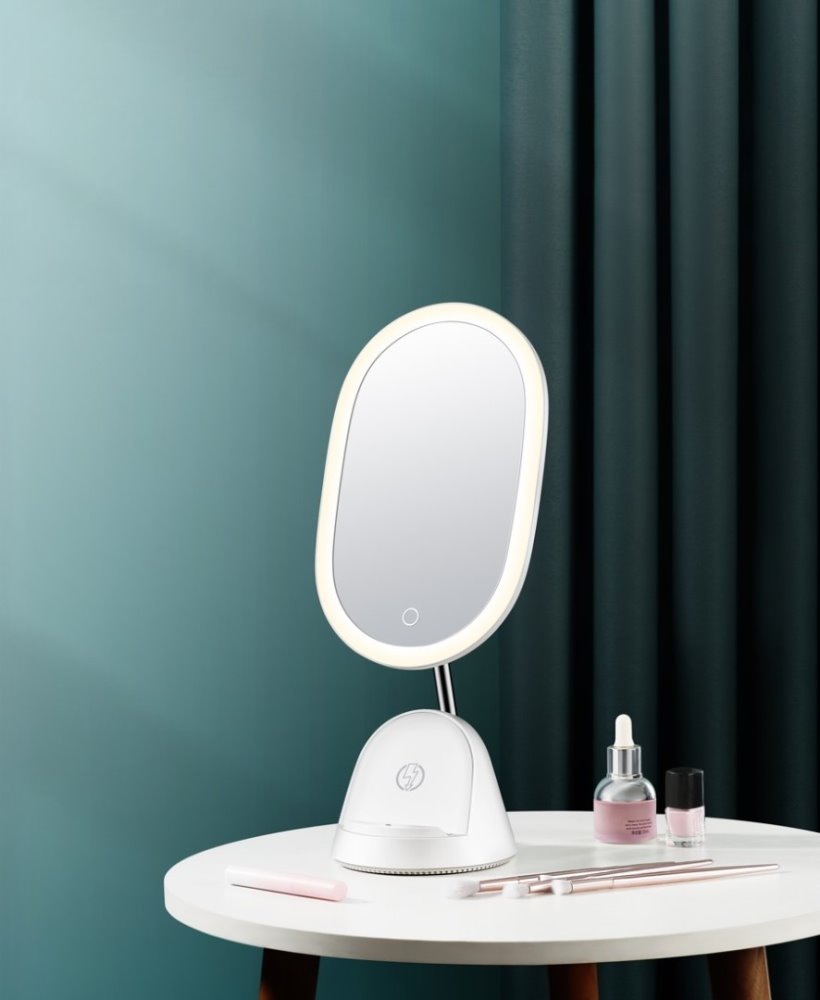 IMMAX LED kosmetické zrcátko FACE 3v1/ stojánek s Qi nabíjením/ 18W/ 70lm/ DC 12V/1,5A/ bílé