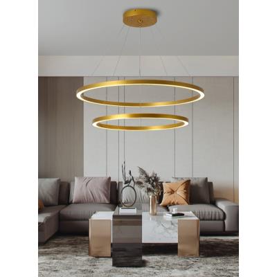 IMMAX NEO FINO SMART závěsné svítidlo 2 kruhy, 60+80cm, 93W zlaté, Zigbee 3.0, TUYA