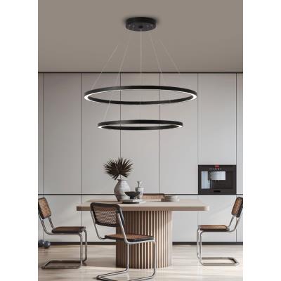 IMMAX NEO FINO SMART závěsné svítidlo 2 kruhy, 60+80cm, 93W, černé, Zigbee 3.0, TUYA