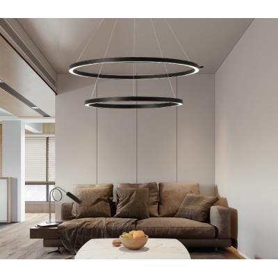 IMMAX NEO FINO SMART závěsné svítidlo 2 kruhy, 60+80cm, 93W, černé, Zigbee 3.0, TUYA