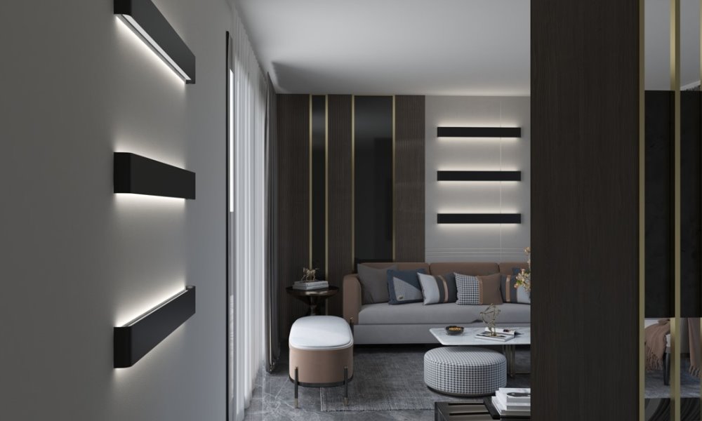 IMMAX NEO LÍNEA SMART nástěnné svítidlo 76cm 40W černé Zigbee 3.0, TUYA