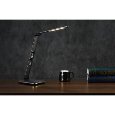 IMMAX LED stolní lampička Heron 2/ Qi nabíjení/ 8,5W/ 504lm/ DC 12V/2,5A/ stmívatelná/ sklápěcí rameno/ stříbrná