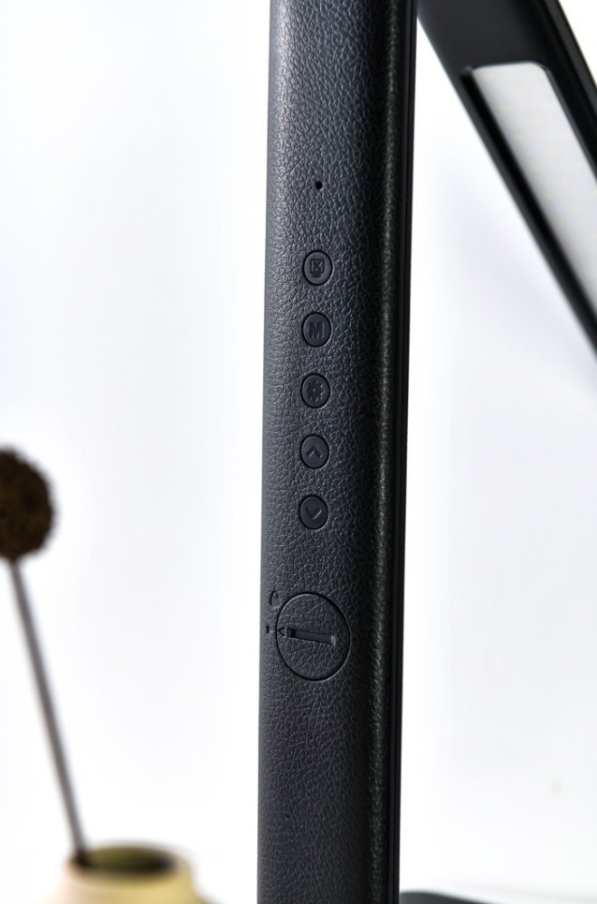 IMMAX LED stolní lampička Kingfisher/ Qi nabíjení/ 8,5W/ 400lm/ 12V/2,5A/ 3 barvy světla/ sklápěcí rameno/ černá