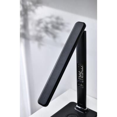 IMMAX LED stolní lampička Kingfisher/ Qi nabíjení/ 8,5W/ 400lm/ 12V/2,5A/ 3 barvy světla/ sklápěcí rameno/ černá