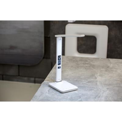 IMMAX LED stolní lampička Kingfisher/ 9W/ 450lm/ 12V/1A/ 3 různé barvy světla/ sklápěcí rameno/ USB/ bílá