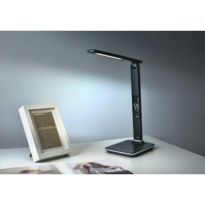 IMMAX LED stolní lampička Kingfisher/ 9W/ 450lm/ 12V/1A/ 3 různé barvy světla/ sklápěcí rameno/ USB/ černá