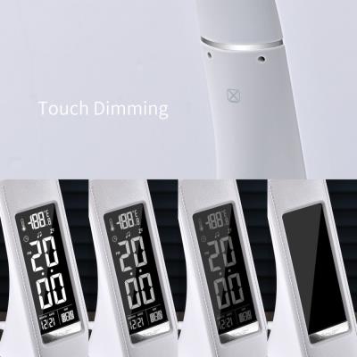 IMMAX LED stolní lampička Leather/ 6,5W/ 300lm/ 5V/1A/ 3 barvy světla/ flexibilní rameno/ možnost vypnutí LCD/ USB/ bílá