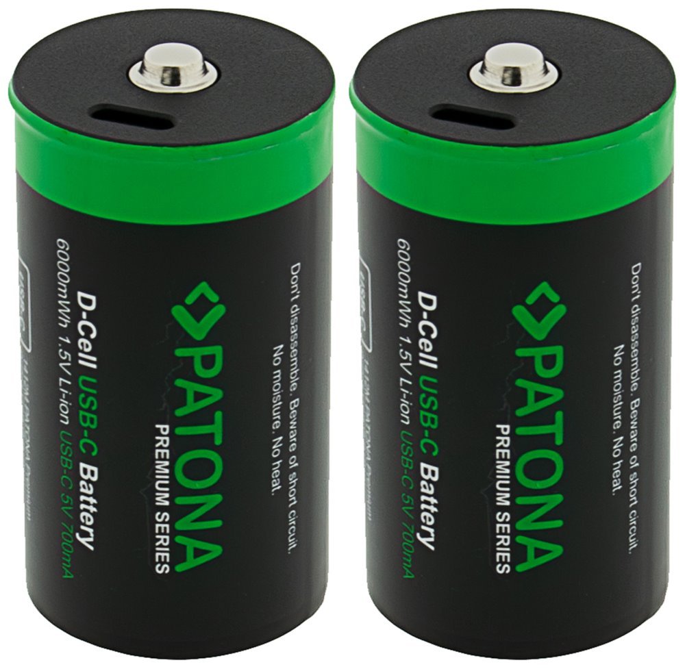 PATONA nabíjecí baterie LR20 mono D Li-lon 4000mAh 1,5V s USB-C nabíjením, 2ks v balení