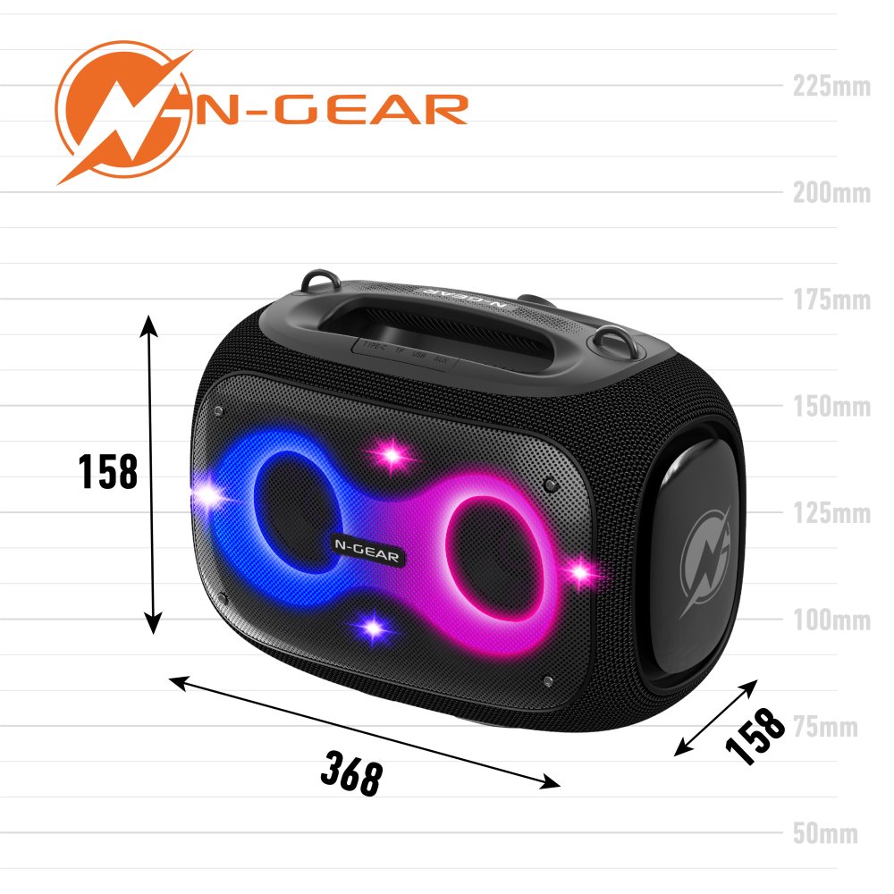 N-GEAR NRG 600/ BT/ 600W/ USB/ LED/ TWS/ IPX5/ 2x MIC