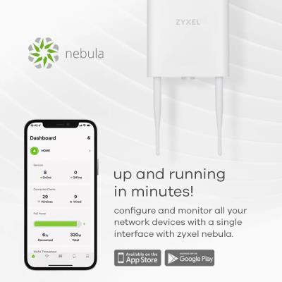 Zyxel NWA55AXE Outdoor AP, Standalone / NebulaFlex Wireless AP, Single Pack include PoE Injector