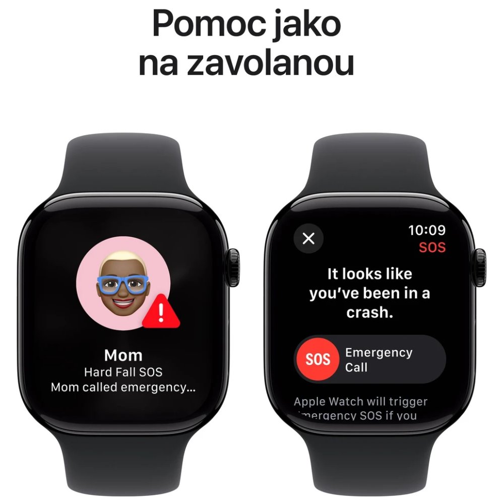 Apple Watch Series 10 GPS 46mm Klavírně černý hliník s černým sportovním řemínkem - S/M