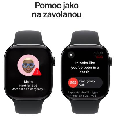 Apple Watch Series 10 GPS 46mm Klavírně černý hliník s černým sportovním řemínkem - S/M
