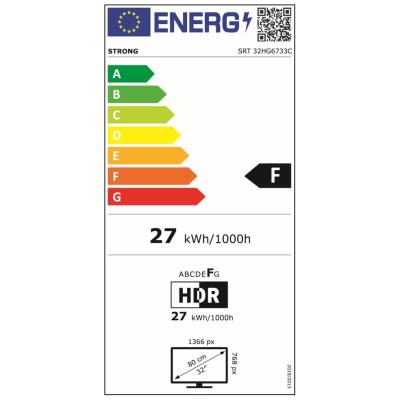 STRONG SMART LED TV 32"/ SRT32HG6733C/ HDR10/ 1366x768/ DVB-T2/C/S2/ H.265/HEVC/ 2x HDMI/ USB/ Wi-Fi/ LAN/ F/ Google TV