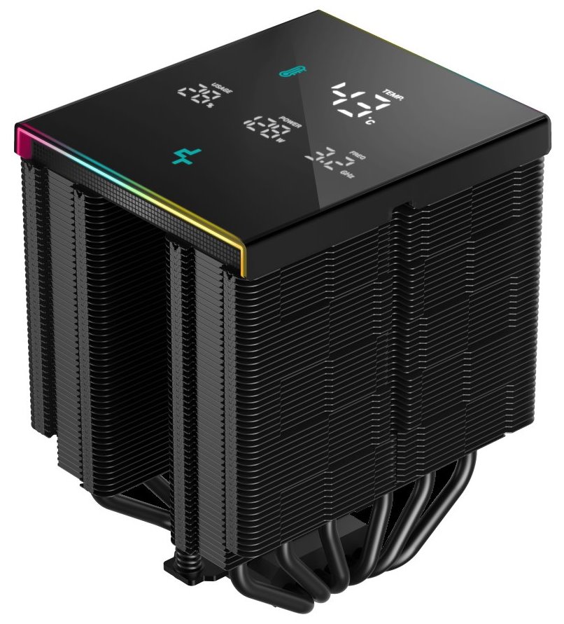 DEEPCOOL chladič AK620 Digital Pro / 2x120mm fan / 6x heatpipes / pro Intel i AMD/ černý / digitální display více hodnot