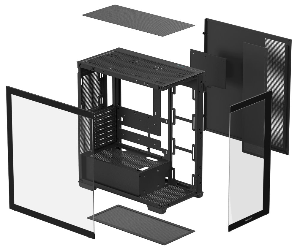 DEEPCOOL skříň CG580 / ATX / 2xUSB 3.0 / panoramatická / tvrzené sklo / černá