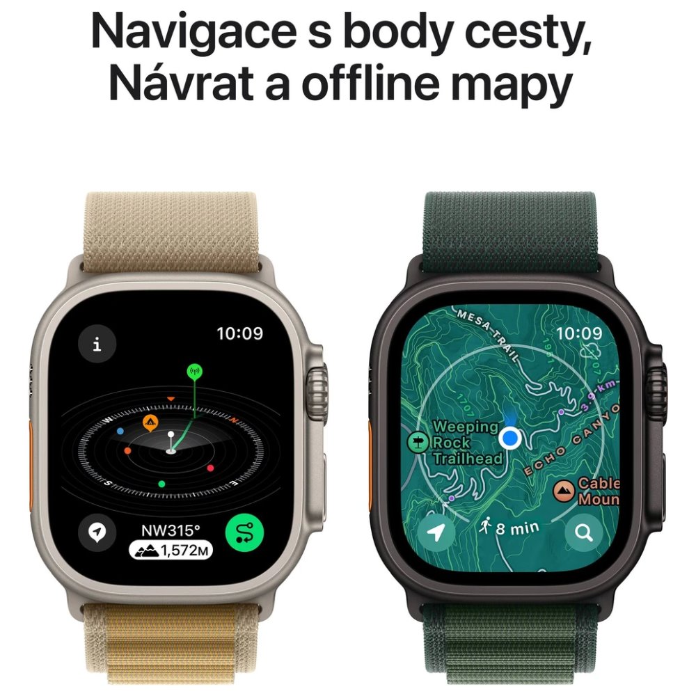 Apple Watch Ultra 2 49mm Černý titan s černým trailovým tahem - M/L