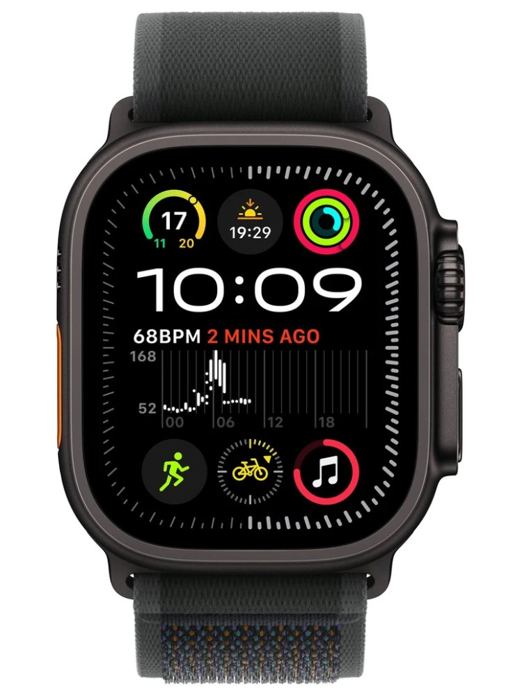 Apple Watch Ultra 2 49mm Černý titan s černým trailovým tahem - S/M