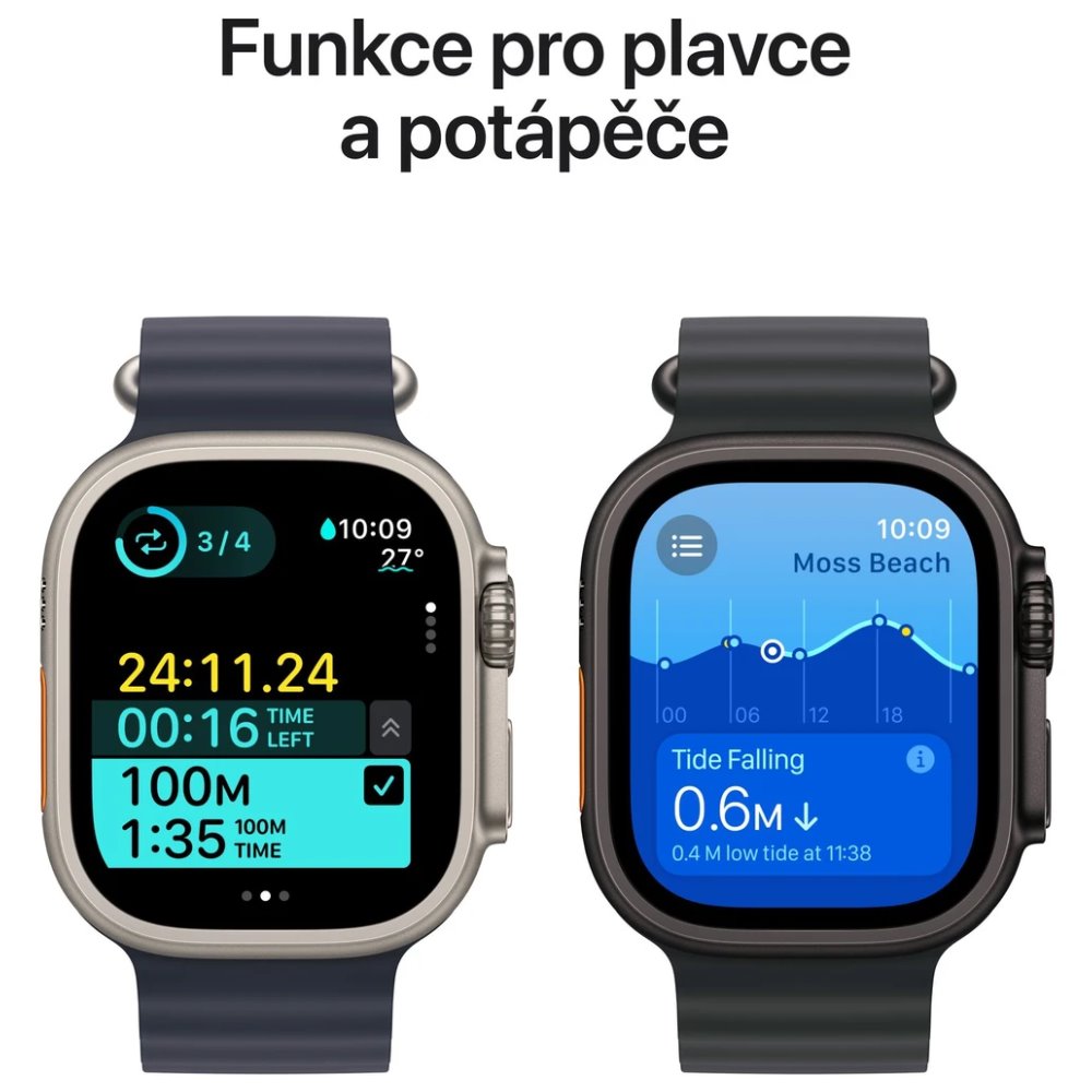 Apple Watch Ultra 2 49mm Černý titan s černým trailovým tahem - S/M