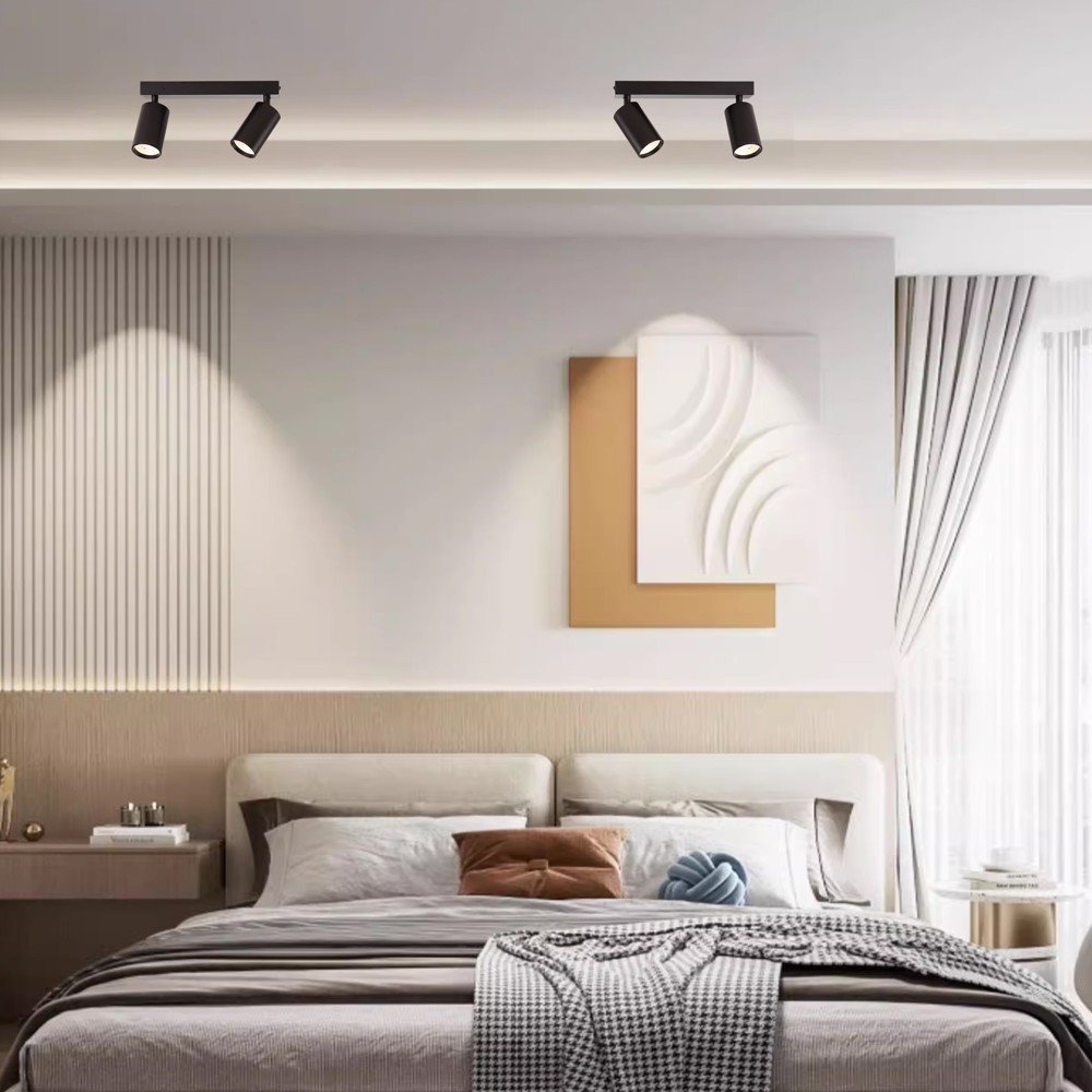 IMMAX PUNTO-2 stropní, nástěnné bodové svítidlo, 2 hlavy, černé, pro zdroj typu GU10