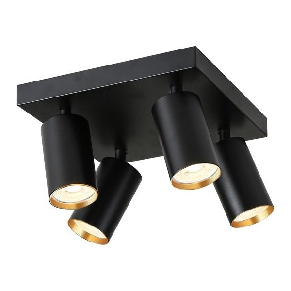 IMMAX PUNTO-4S stropní, nástěnné bodové svítidlo, čtverec, 4 hlavy, černé, pro zdroj typu GU10