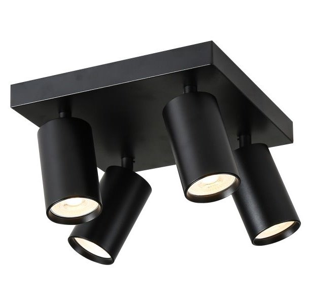 IMMAX PUNTO-4S stropní, nástěnné bodové svítidlo, čtverec, 4 hlavy, černé, pro zdroj typu GU10