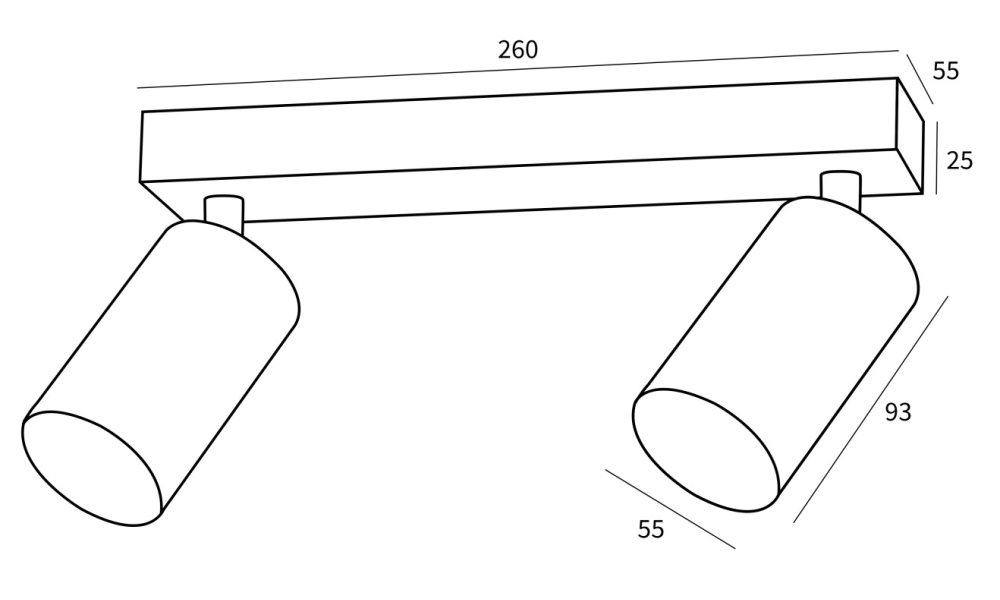IMMAX PUNTO-2 stropní, nástěnné bodové svítidlo, 2 hlavy, černé, pro zdroj typu GU10