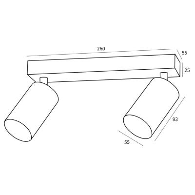 IMMAX PUNTO-2 stropní, nástěnné bodové svítidlo, 2 hlavy, černé, pro zdroj typu GU10