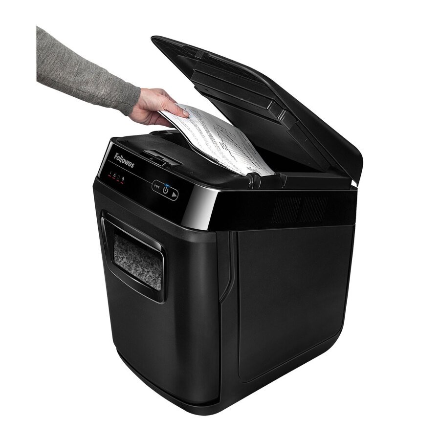 FELLOWES skartovač AutoMax 200 M/ křížový mikrořez 2x14 mm/ objem koše 32 l/ certifikát NBÚ/ stupeň utaj. P-5 (tajné)