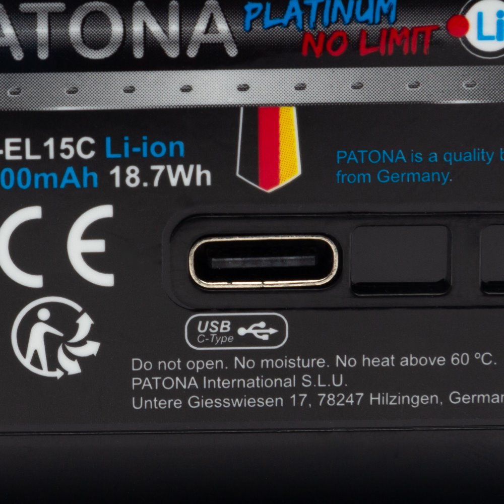 PATONA baterie pro foto Nikon EN-EL15C 2600mAh Li-Ion Platinum USB-C nabíjení