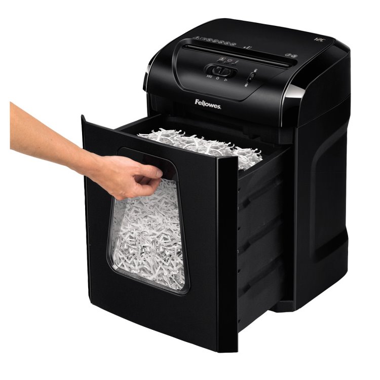 FELLOWES skartovač 12 C/ křížový řez 4x40mm/ objem koše 19 l/ stupeň utajení P-4 (důvěrné)/ černý
