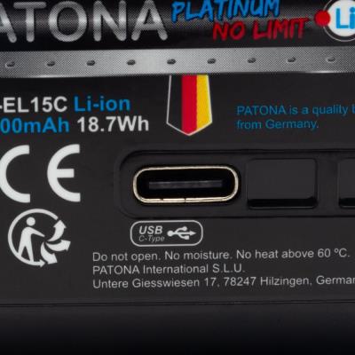 PATONA baterie pro foto Nikon EN-EL15C 2600mAh Li-Ion Platinum USB-C nabíjení