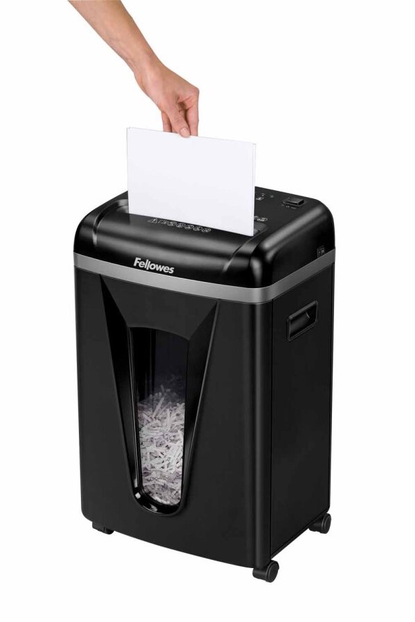 FELLOWES skartovač 450 M/ křížový mikrořez 2x12 mm/ objem koše 22 l/ stupeň utajení P-5 (tajné)/ černý