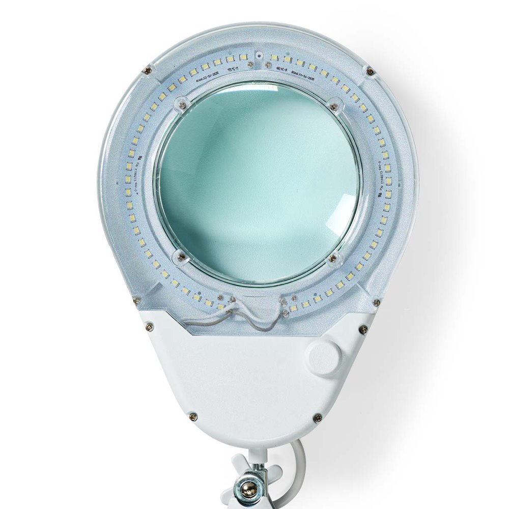 NEDIS zvětšovací stolní LED lampa/ čočka 3 dioptrie/ spotřeba 9 W/ teplota 6500 K/ světelný tok 720 lm/ bílá
