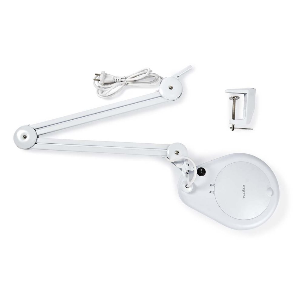NEDIS zvětšovací stolní LED lampa/ čočka 3 dioptrie/ spotřeba 9 W/ teplota 6500 K/ světelný tok 720 lm/ bílá