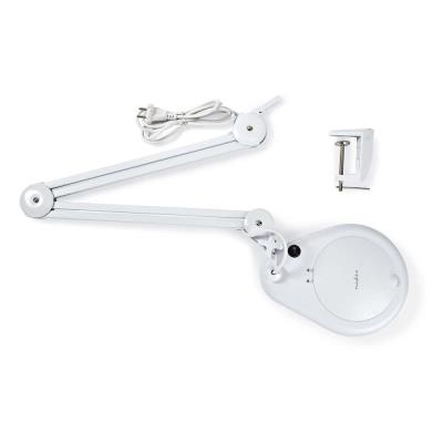 NEDIS zvětšovací stolní LED lampa/ čočka 3 dioptrie/ spotřeba 9 W/ teplota 6500 K/ světelný tok 720 lm/ bílá