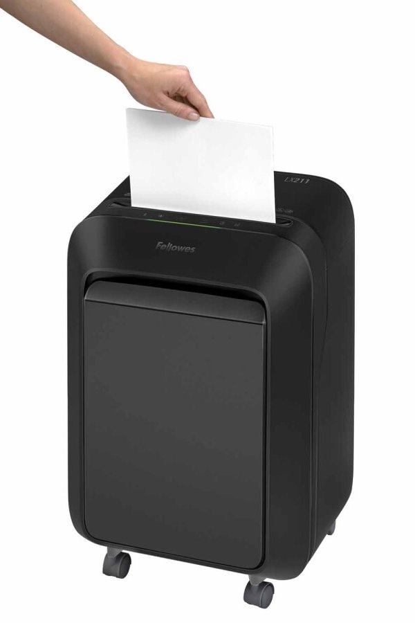 FELLOWES skartovač LX 211/ křížový řez 2x12mm/ objem koše 23 l/ stupeň utajení P-5 (tajné)/ černý