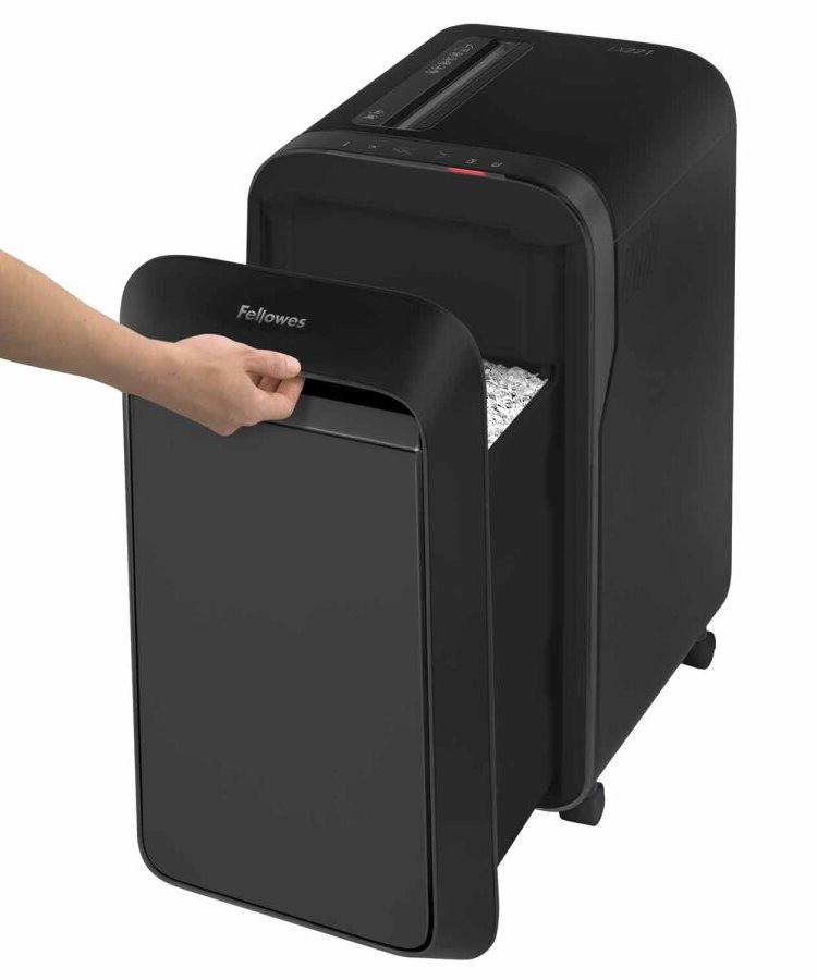 FELLOWES skartovač LX 221/ křížový řez 2x12mm/ objem koše 30 l/ stupeň utajení P-5 (tajné)/ černý