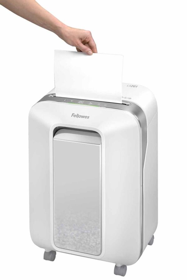 FELLOWES skartovač LX 201/ křížový řez 2x12mm/ objem koše 22 l/ stupeň utajení P-5 (tajné)/ bílý