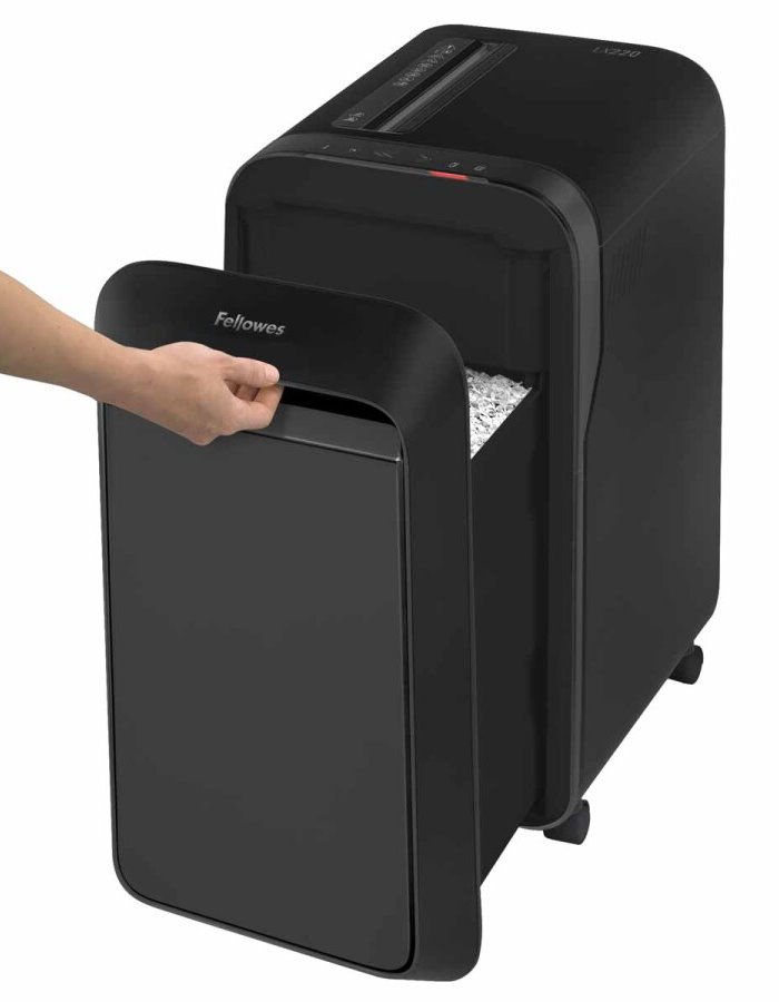 FELLOWES skartovač LX 220/ křížový řez 4x12mm/ objem koše 30 l/ stupeň utajení P-4 (důvěrné)/ černý