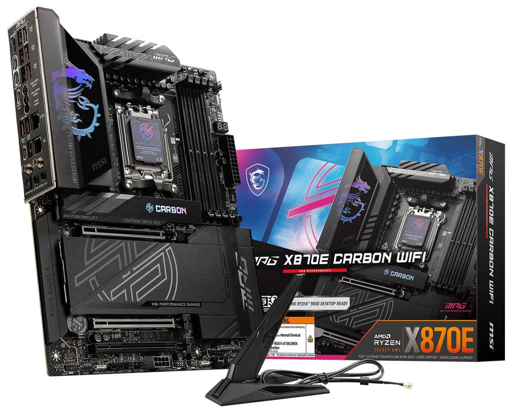 MSI MPG X870E CARBON WIFI / AMD X870E / AM5 / 4x DDR5 / 4x M.2 / HDMI / USB-C / WiFi / ATX