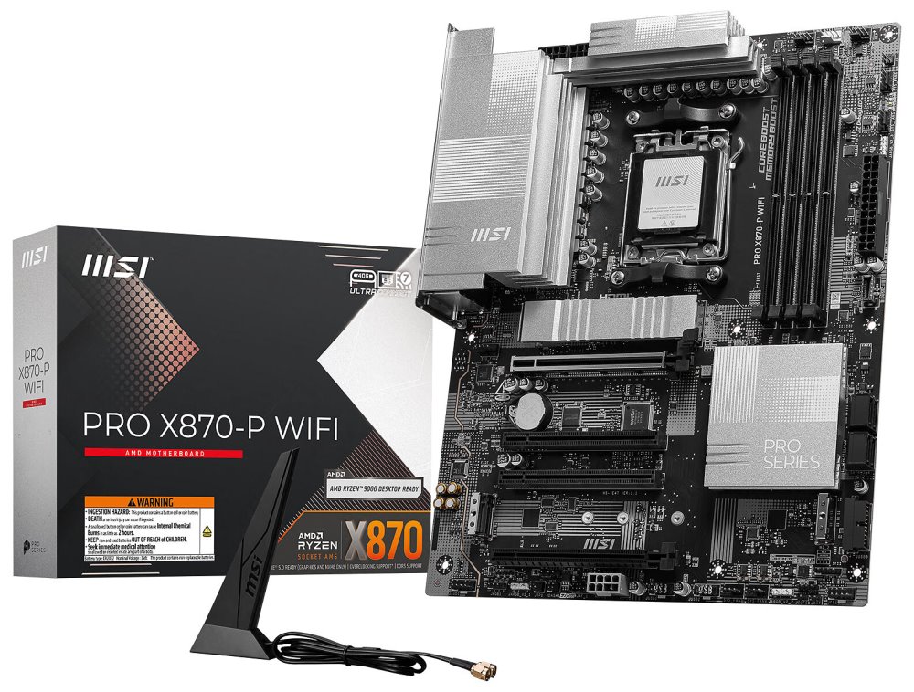 MSI PRO X870-P WIFI / AMD X870 / AM5 / 4x DDR5 / 3x M.2 / HDMI / DP / USB-C / WiFi / ATX
