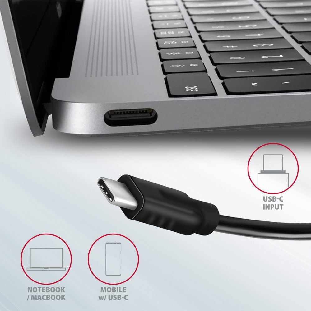 AXAGON hub USB-C / HMC-5G2 / USB 3.2 Gen2 / 2x USB-C / 2X USB-A / 1x HDMI / 4k/60 / 100W PD / 0,1m